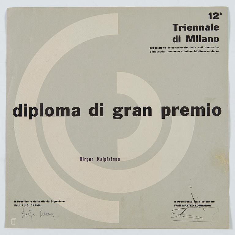 Diplom, Milano triennale 1960.