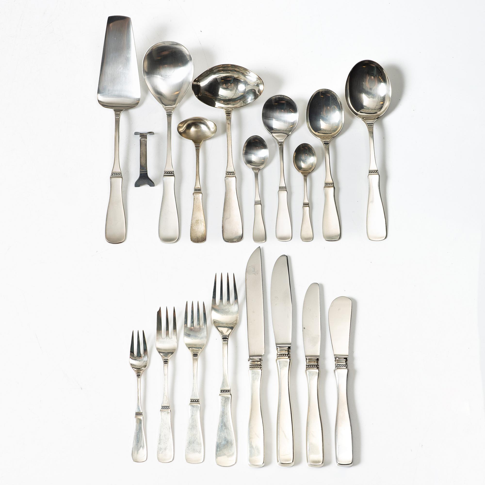 Eric Löfman, a 142-piece silver flat ware set, "Uppsala", MGAB, Lidköping, 1967-82.