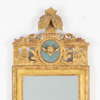 A gilt Gustavian mirror, late 18th Century.