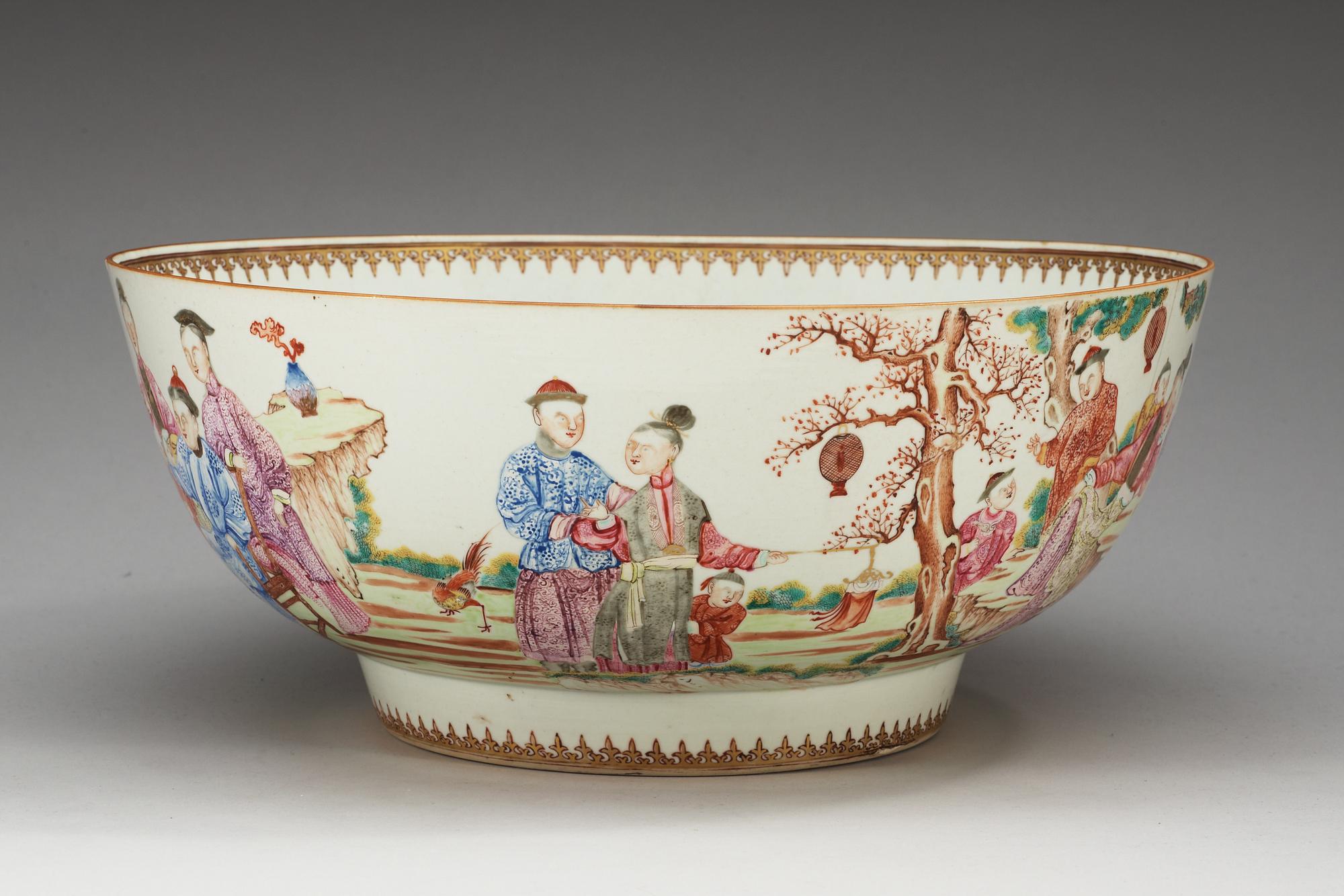 BÅLSKÅL, kompaniporslin. Qing dynastin, Qianlong (1736-95).