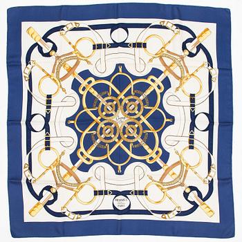 Hermès, "Eperon d'Or" silk scarf.