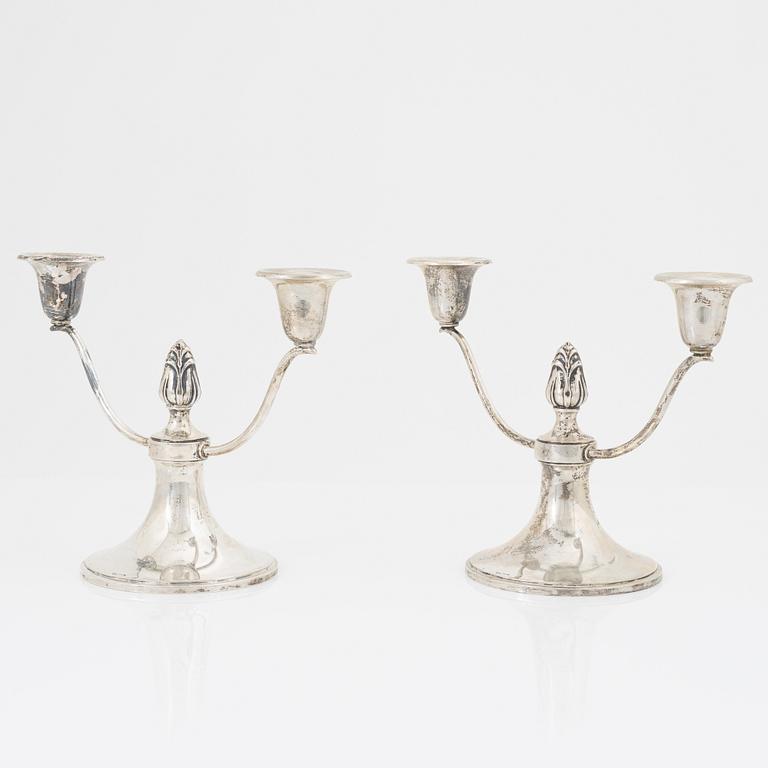Kandelabrar, ett par, silver, svensk importstämpel.