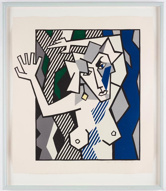 Roy Lichtenstein, ”Nude in the woods”, from: "Expressionist Woodcut Series".