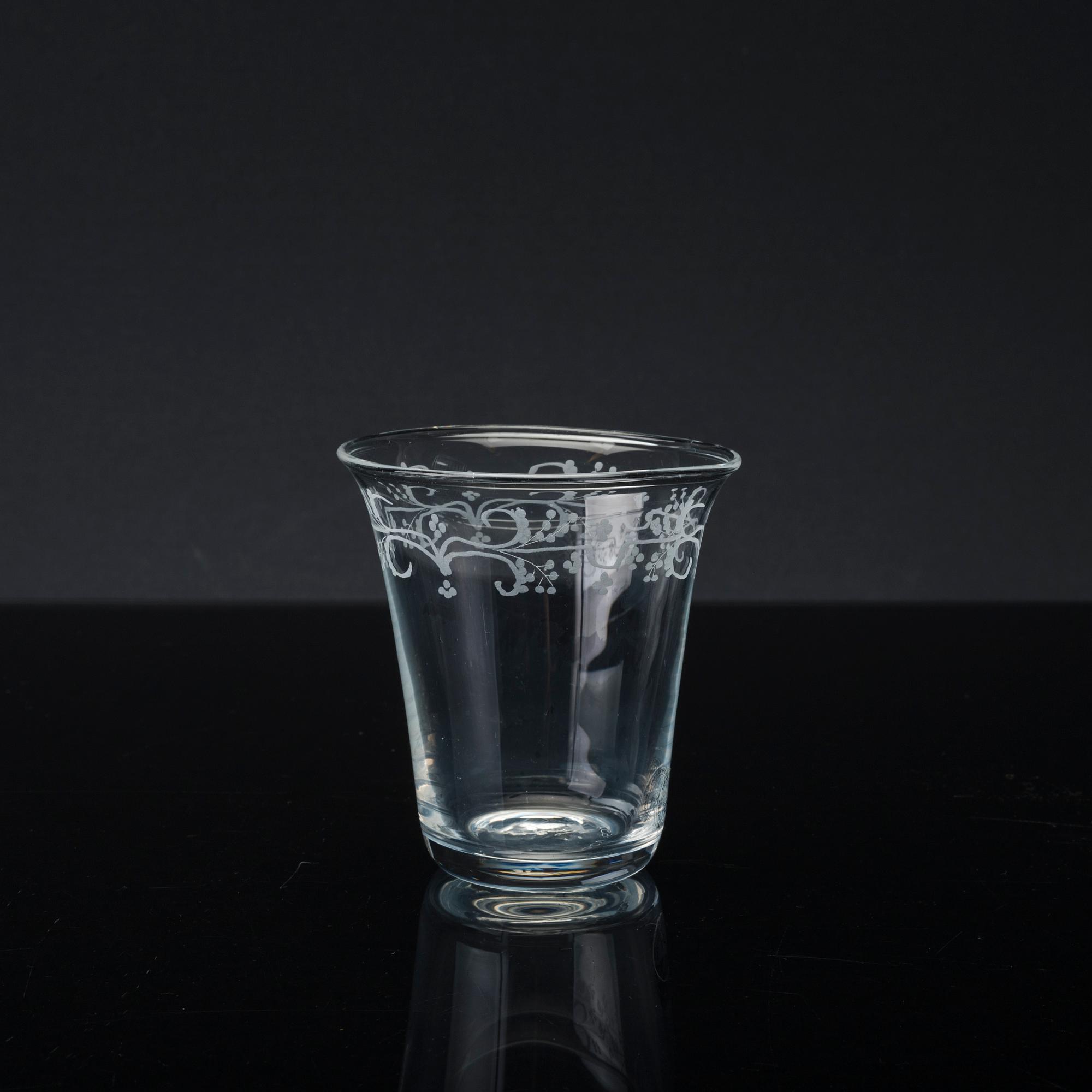 VINGLAS, SNAPSGLAS samt VATTENGLAS, 7+13+6=26 delar, "Enhörna", IKEA:s 1700-talserie, 1994.