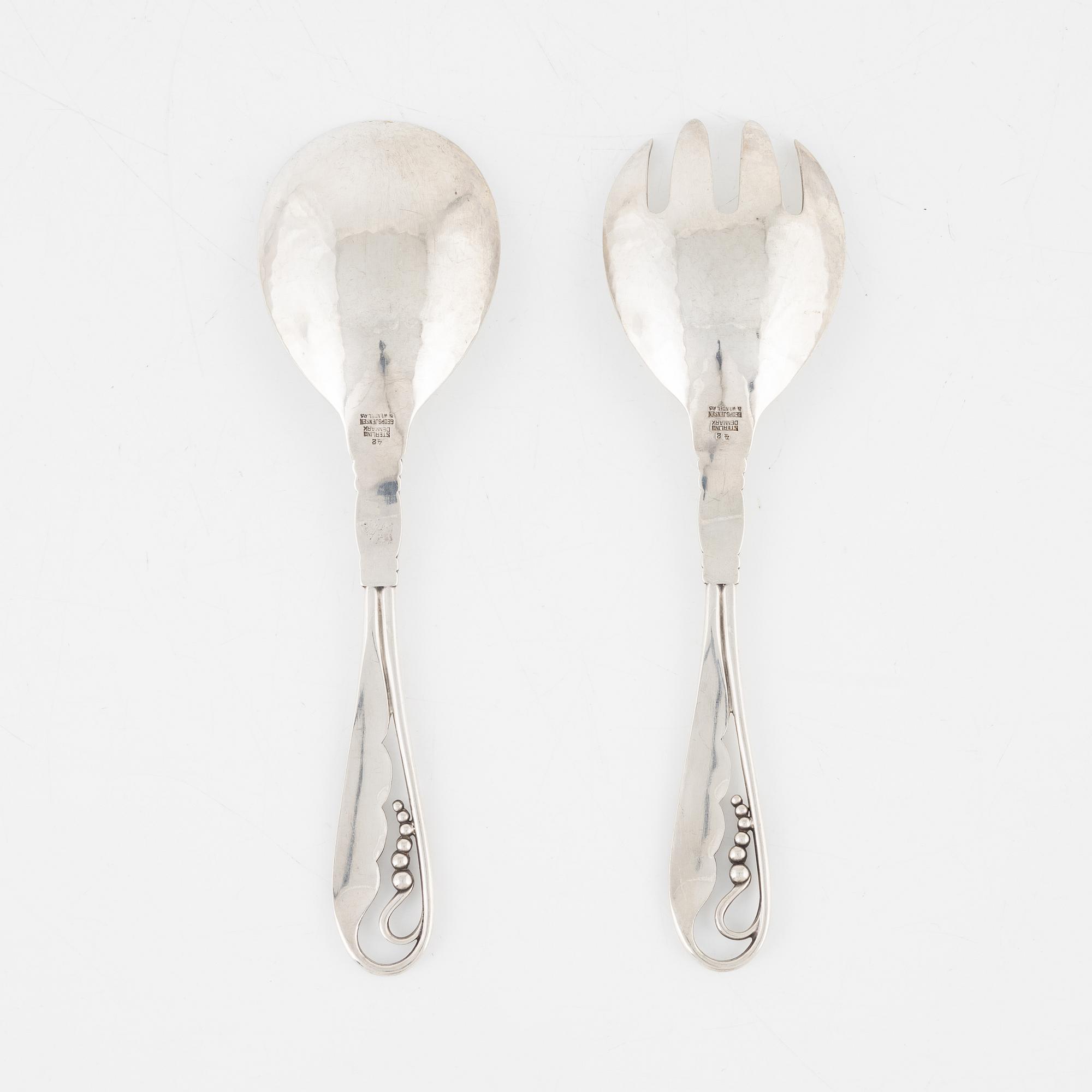 Georg Jensen, serveringsbestick, ett par, sterlingsilver, Danmark.