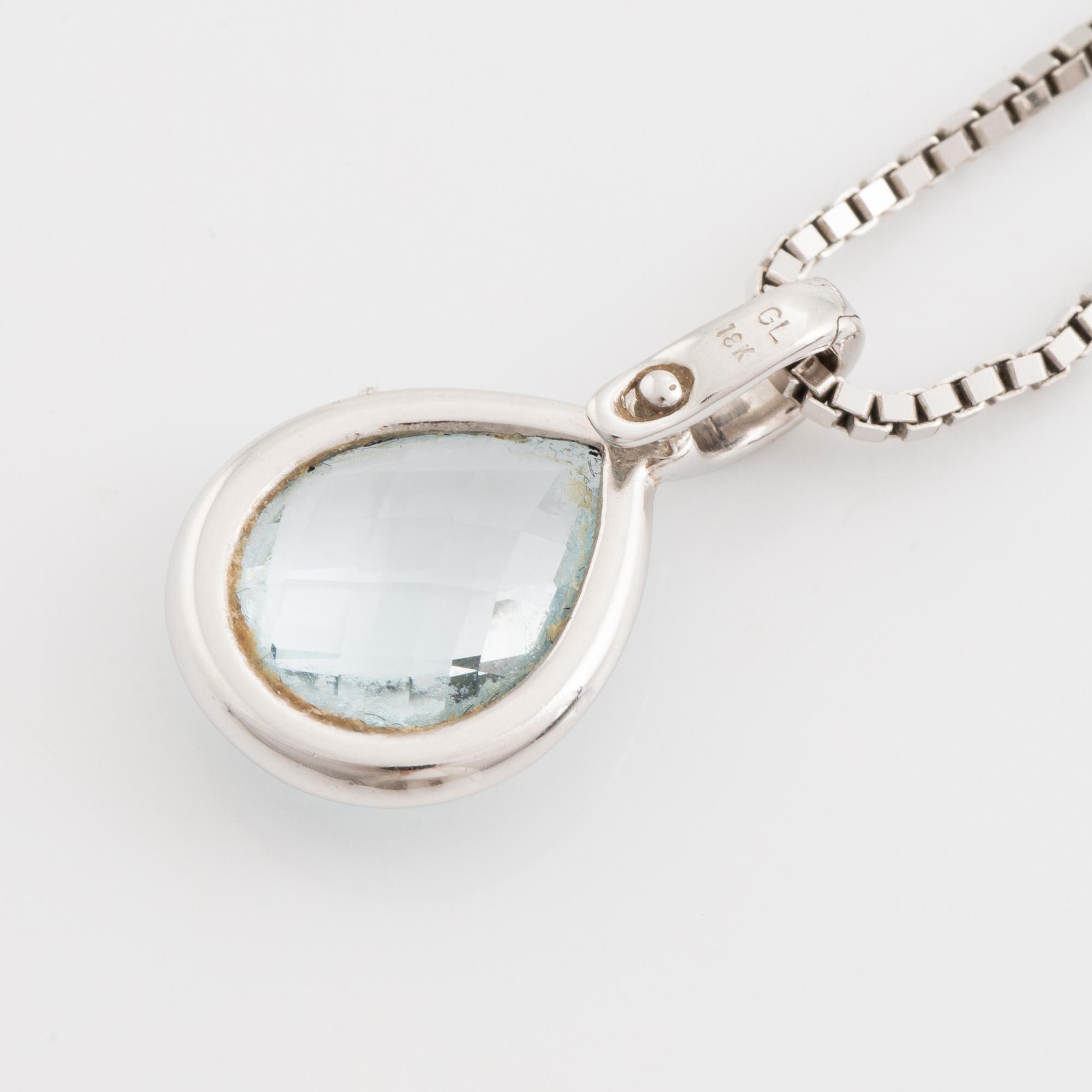 Pendant, Golden Lady, white gold with topaz.