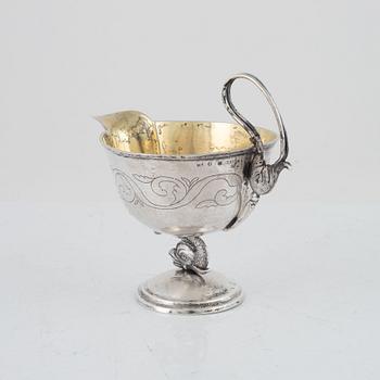 Olof Hellbom, cream jug, silver, Empire style, Stockholm 1814.