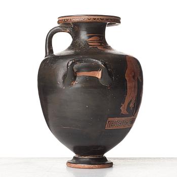 HYDRIA, lergods. Grekisk, Rödfigurig, troligen omkring 300-tal f. Kr.