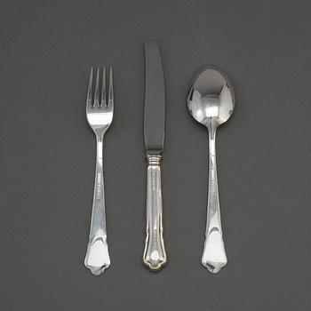 A 36 piece silver cutlery set model "Chippendale", second half of the 20th century.