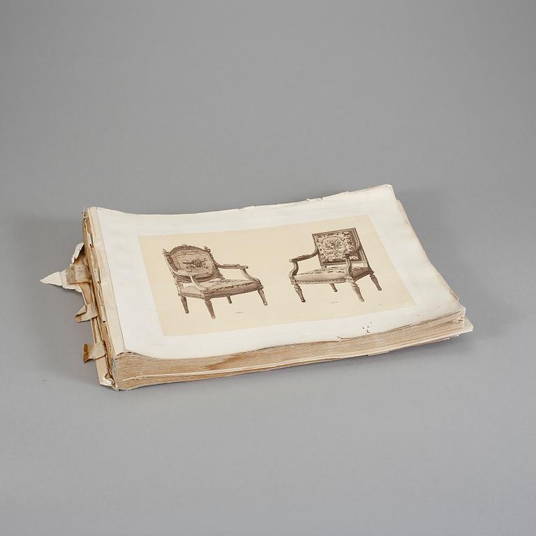 MÖBELKATALOG,  ca 70 planscher. 1800-talets slut.