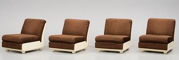 FÅTÖLJER/MODULSOFFA, 4 stycken, 1970-tal.