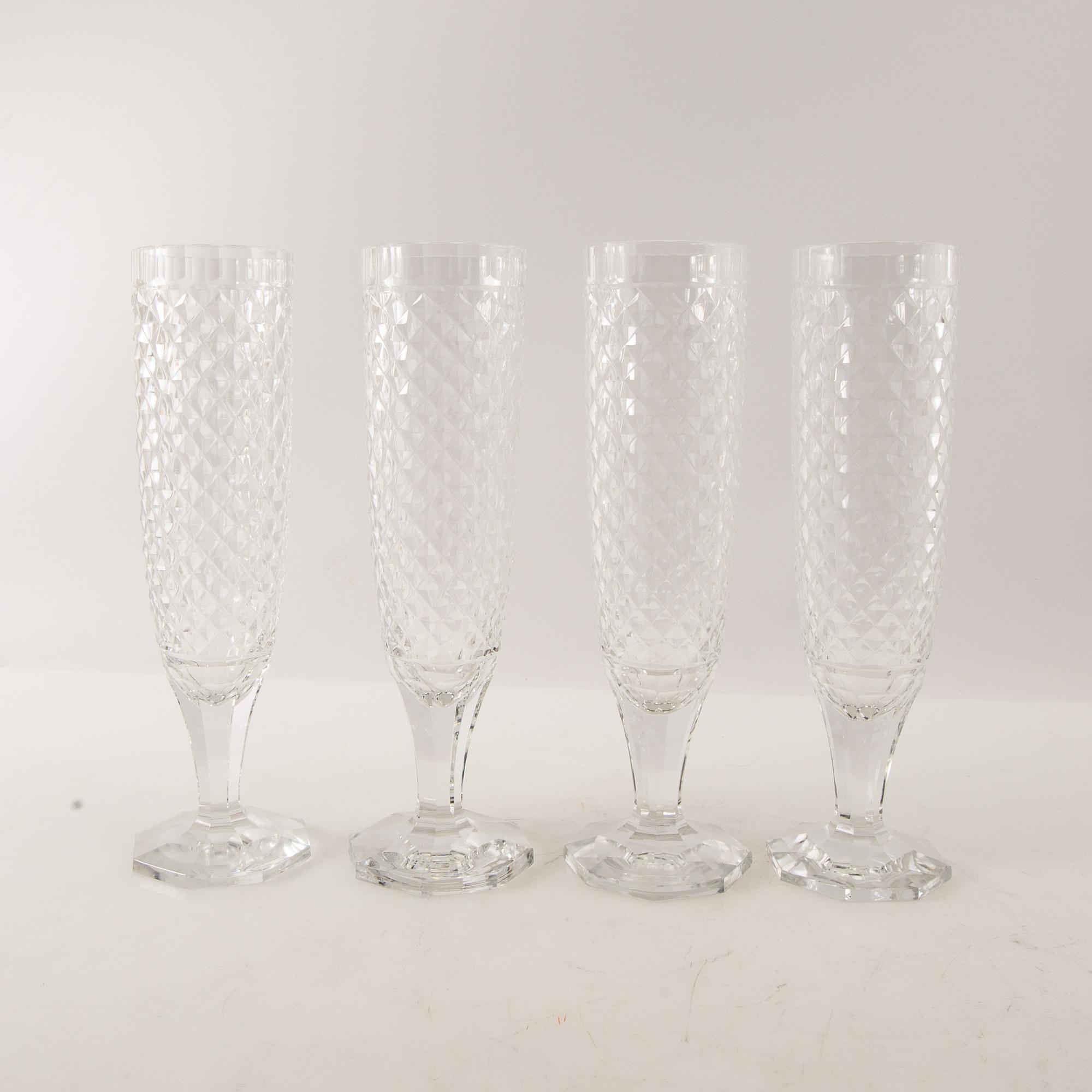 Orrefors, champagne glasses, 8 pcs, 20th century.