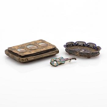 Parti, 3 delar, miniatyrarbeten, omkring 1900.