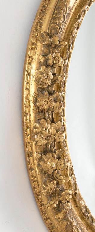 A MIRROR, formerly a picture frame, 18th century.