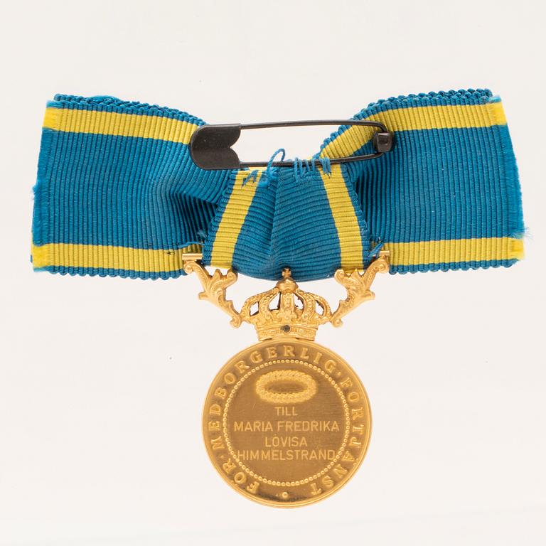 Medalj guld Gustav V "För medborgerlig förtjänst" 1946.