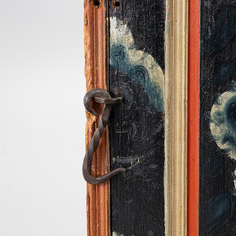 Hängskåp, allmoge, Järvsö, Hälsingland. Omkring 1795-1800.