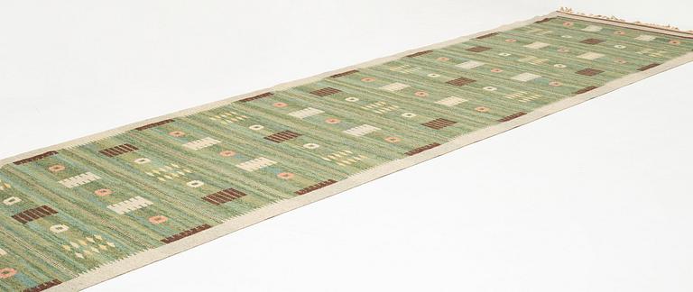 Carl Dangel, a carpet, flat weave, ca 507 x 138 cm, signed CD.