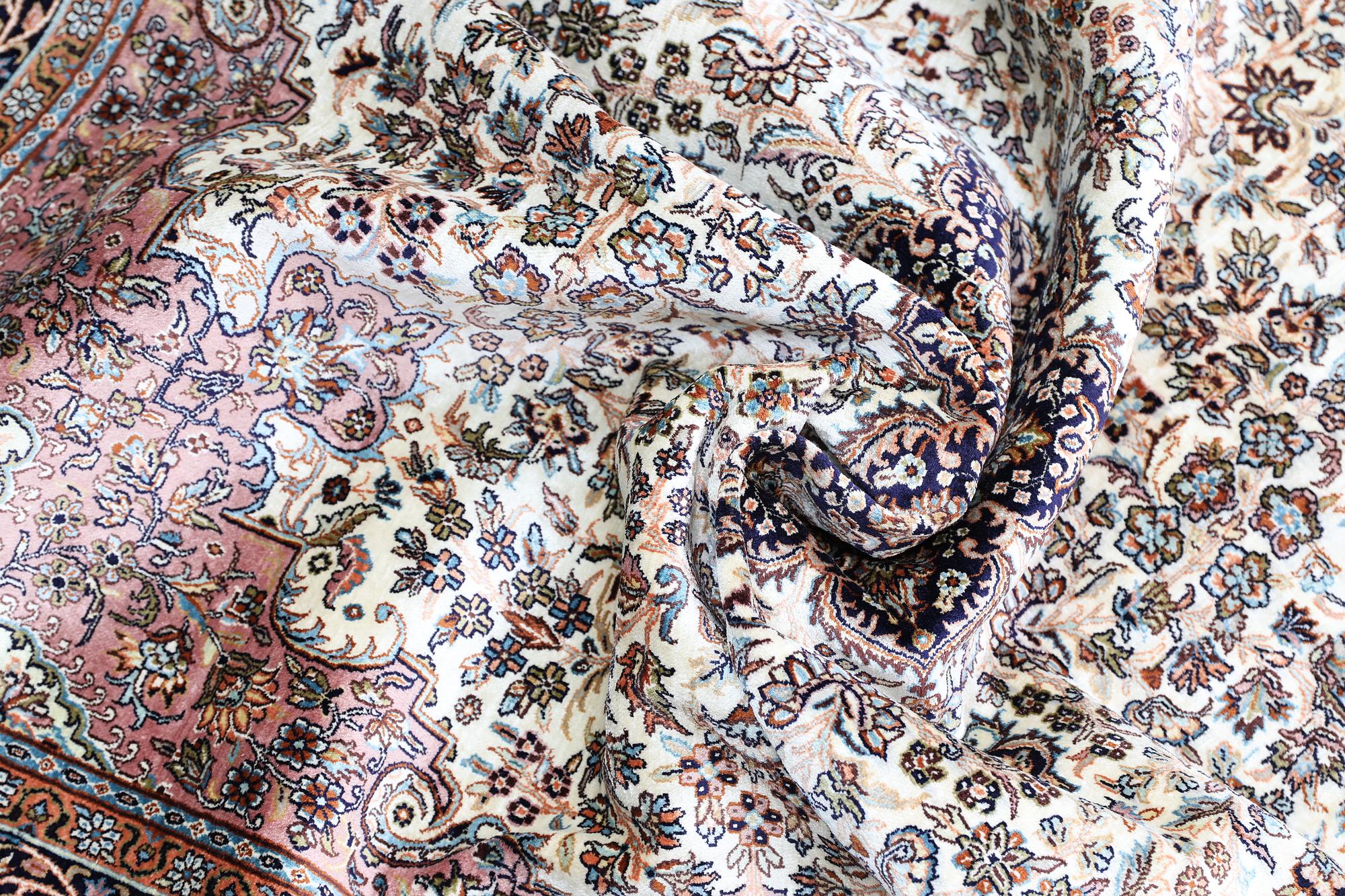 Rug, silk, Kashmir, approx. 215 x 212 cm.