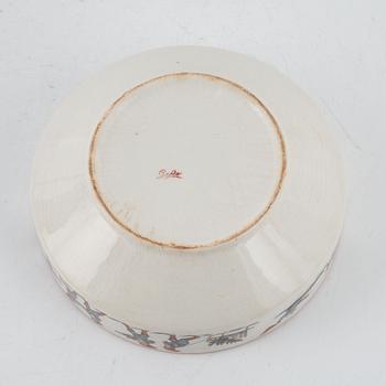 Grötskål och mjölkkanna, flintgods, Gefle.