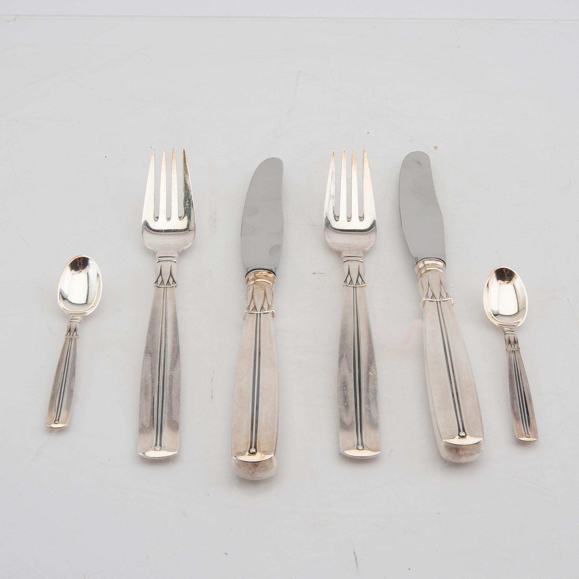 A dansih 20th century set of 18 pcs of silver cutlery  total weight 938 grams.