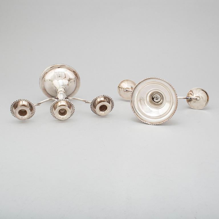 CANDELABRA, a pair, sterling silver, Mexico. Second half of the 20th century.