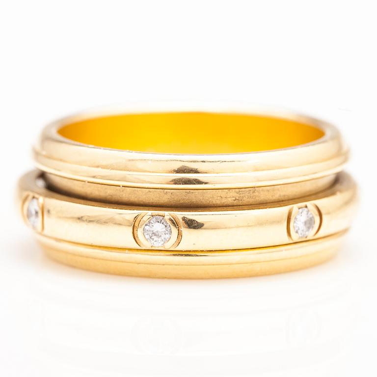 PIAGET. An 18K gold ring with diamonds ca. 0.21 ct in total. Marked A89203.