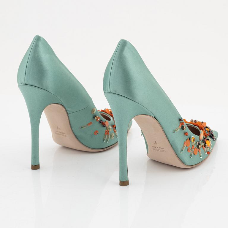 Miu Miu, a pair of embellished satin pumps, size 37.