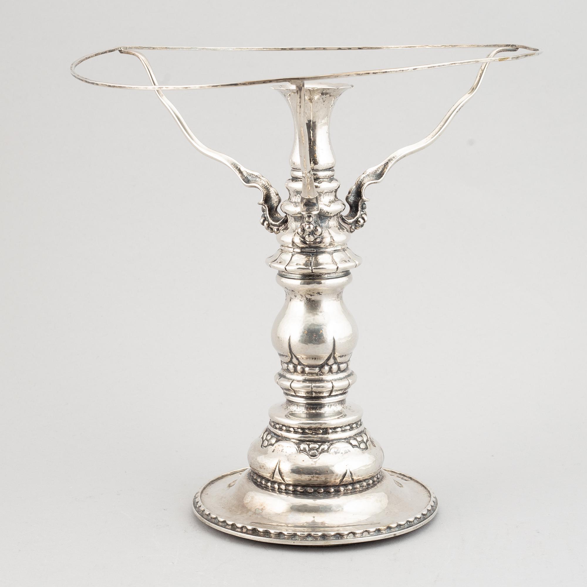 A Swedish silver table lamp, maker's mak CG Hallberg, Stockholm, 1923.