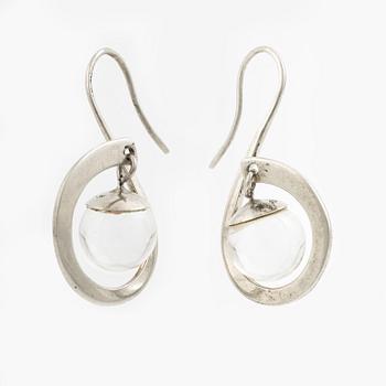 Sven-Erik Högberg, Earrings, a pair, silver and rock crystal.