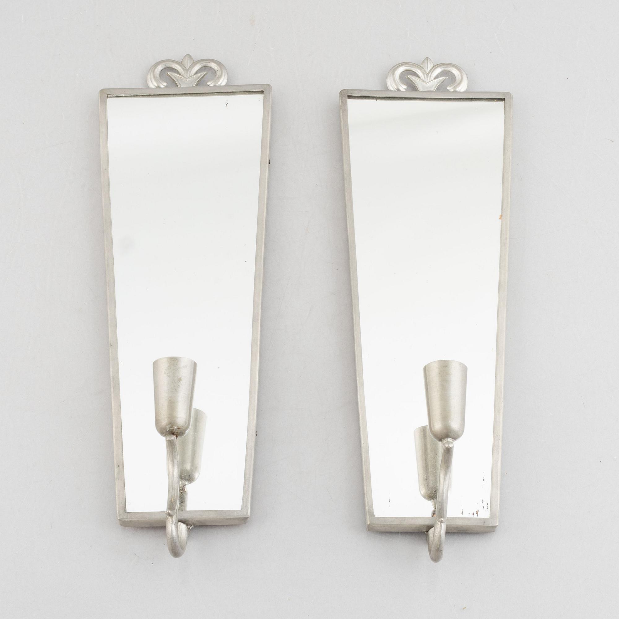 A pair of mirror vwall sconces, Svenskt Tenn, 1930.