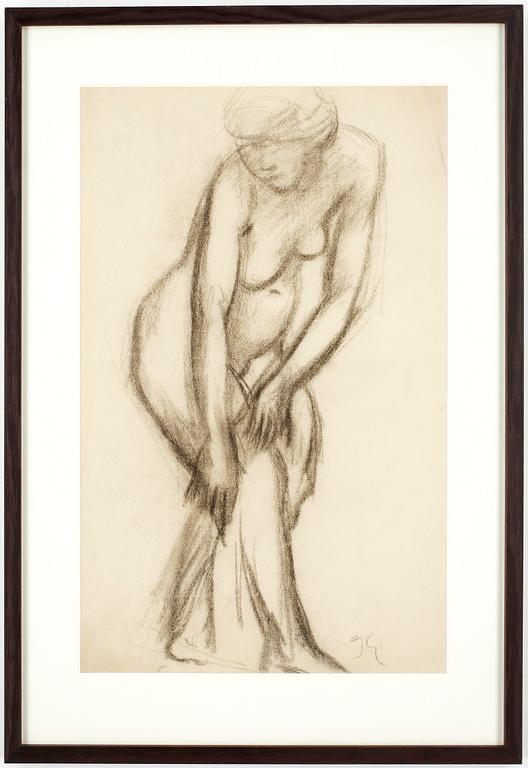 ISAAC GRÜNEWALD, kolteckning, monogramsignerad.