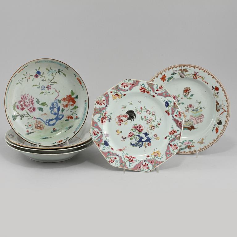 TALLRIKAR, 6 st, porslin Kina, 1700-tal.