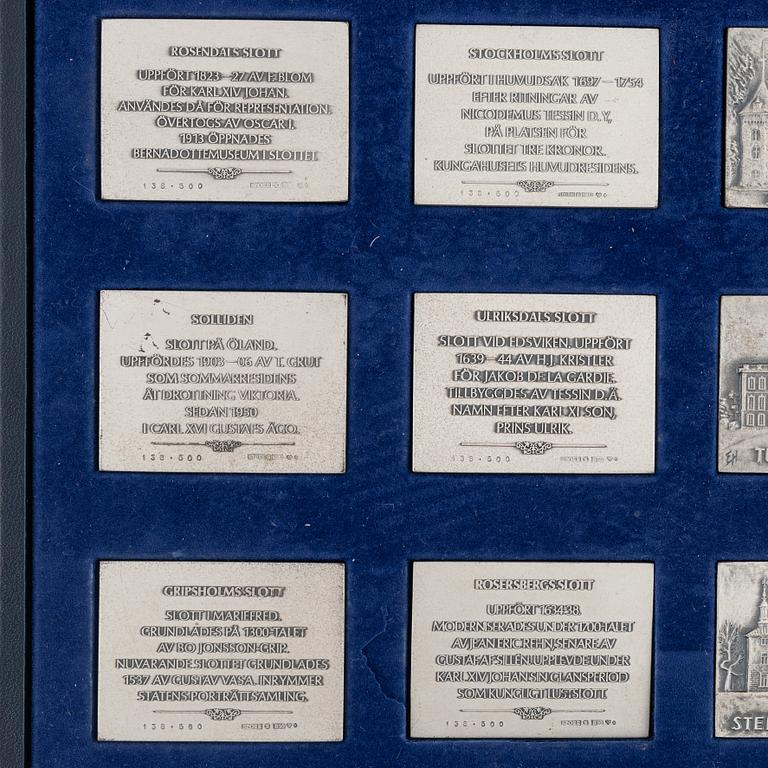 A group of twelve 'Svenska slott' silver plaques, Sporrong, Sweden, 1976.