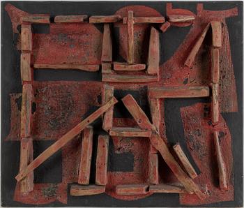 Mauno Hartman, relief, wood, signed and dated -84 verso.
