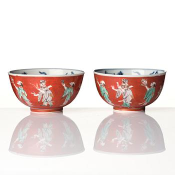 A group of five 'immortals' bowls, Meiji (1868-1912).