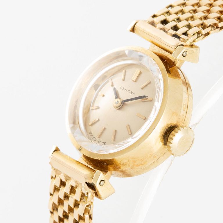 Certina, 18K guld, länk i 18K guld, armbandsur, 17 mm.