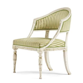 102. A late Gustavian open back armchair, Stockholm, late 18th century.