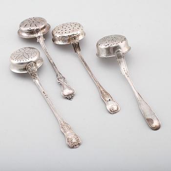 STRÖSKEDAR, 4 st, silver, svenska stämplar, 1800-tal. Vikt ca  235 gram.