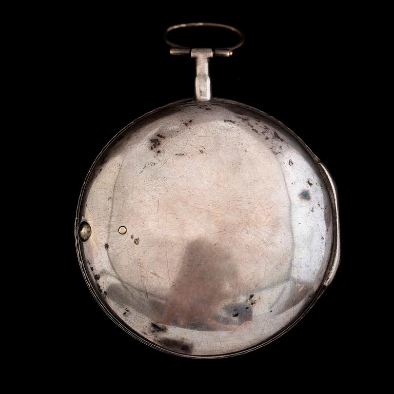 SPINDELUR, silver, märkt Niels Lind, London, omkring år 1800.