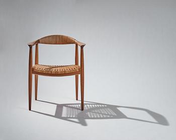 Hans J. Wegner, an oak and rattan 'The Chair', JH501, Johannes Hansen, Denmark.