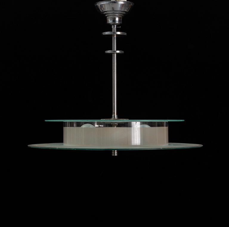 A glass ceiling light, 1930's.