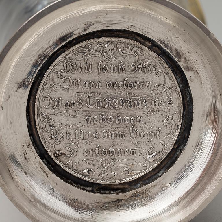 BALTIALAINEN HOPEINEN KILTAPIKARI, Riiga 1757, Johan Diedrich Rehwald (1738-1781), paino 418 g.