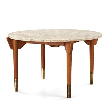 261. A Swedish Modern travertine top coffee table, mid 20th century.