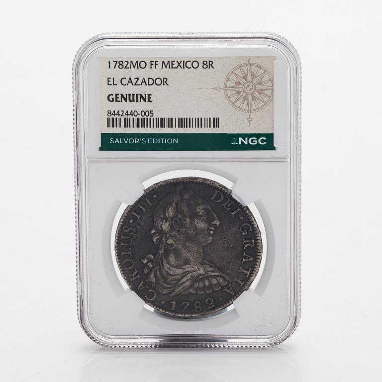 Hopearaha, 8 reales, El Cazador, 1772-1783.