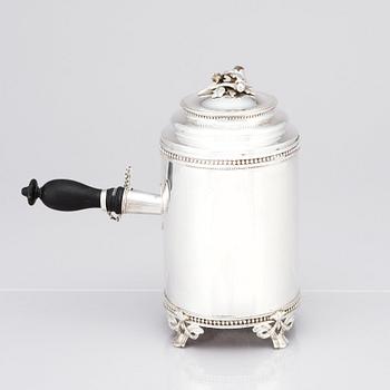 A Swedish Gustavian late 18th Century silver coffee pot, mark of Erik Ernander, Uppsala 1788.