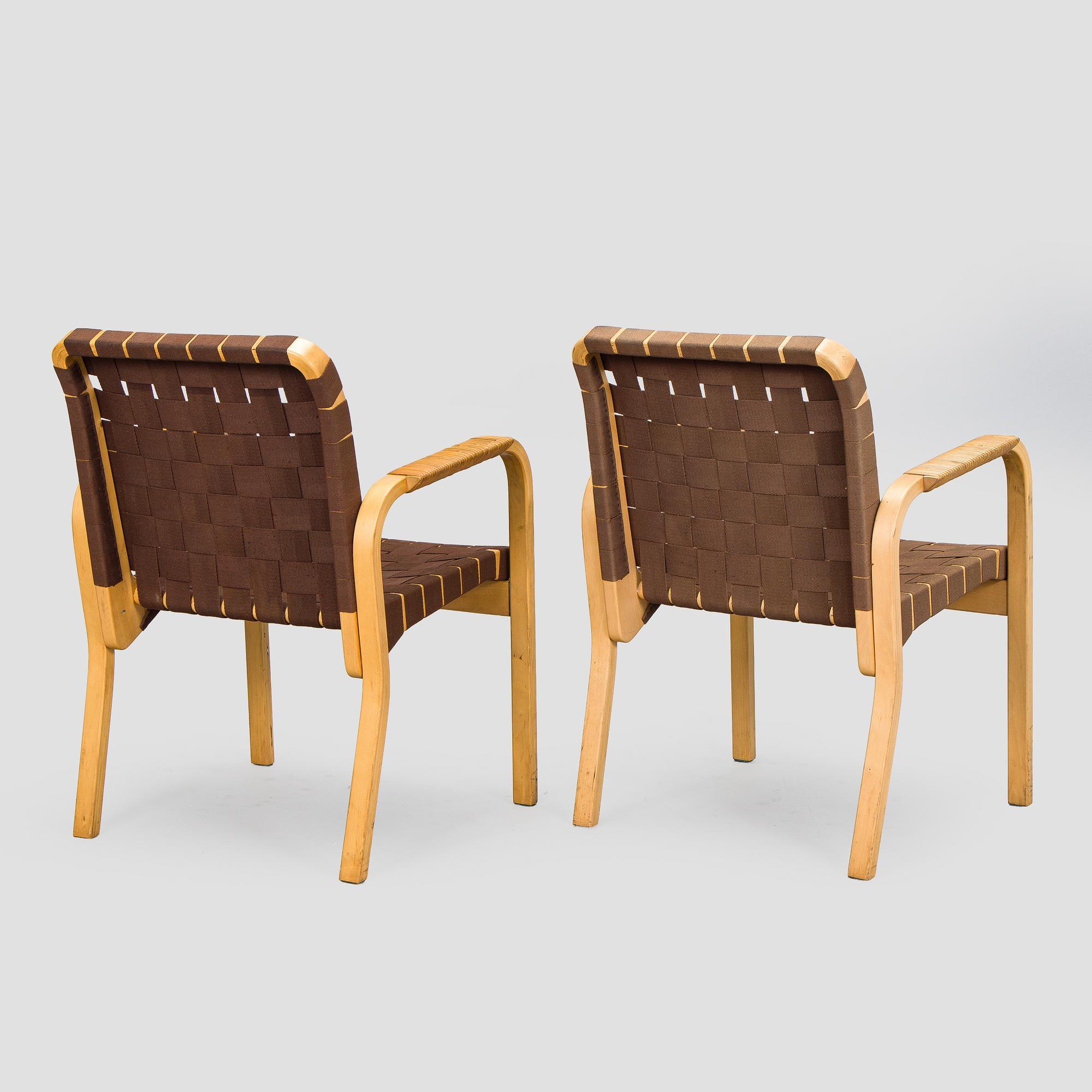 Alvar Aalto, Nojatuoleja, 4 kpl, 45 Artek, 1900-luvun loppu.