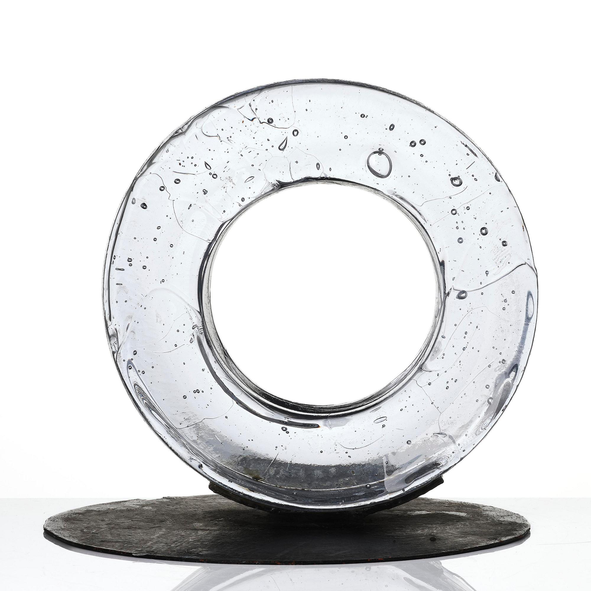 Edvin Öhrström, "Strömvirvlar" (Whirlpools), a cast glass sculpture, Lindshammar Glassworks.