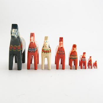 Dala horses, 8 pcs, 1900s.
