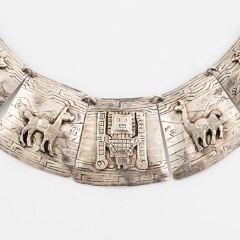 Collier och armband, sterlingsilver, Peru.