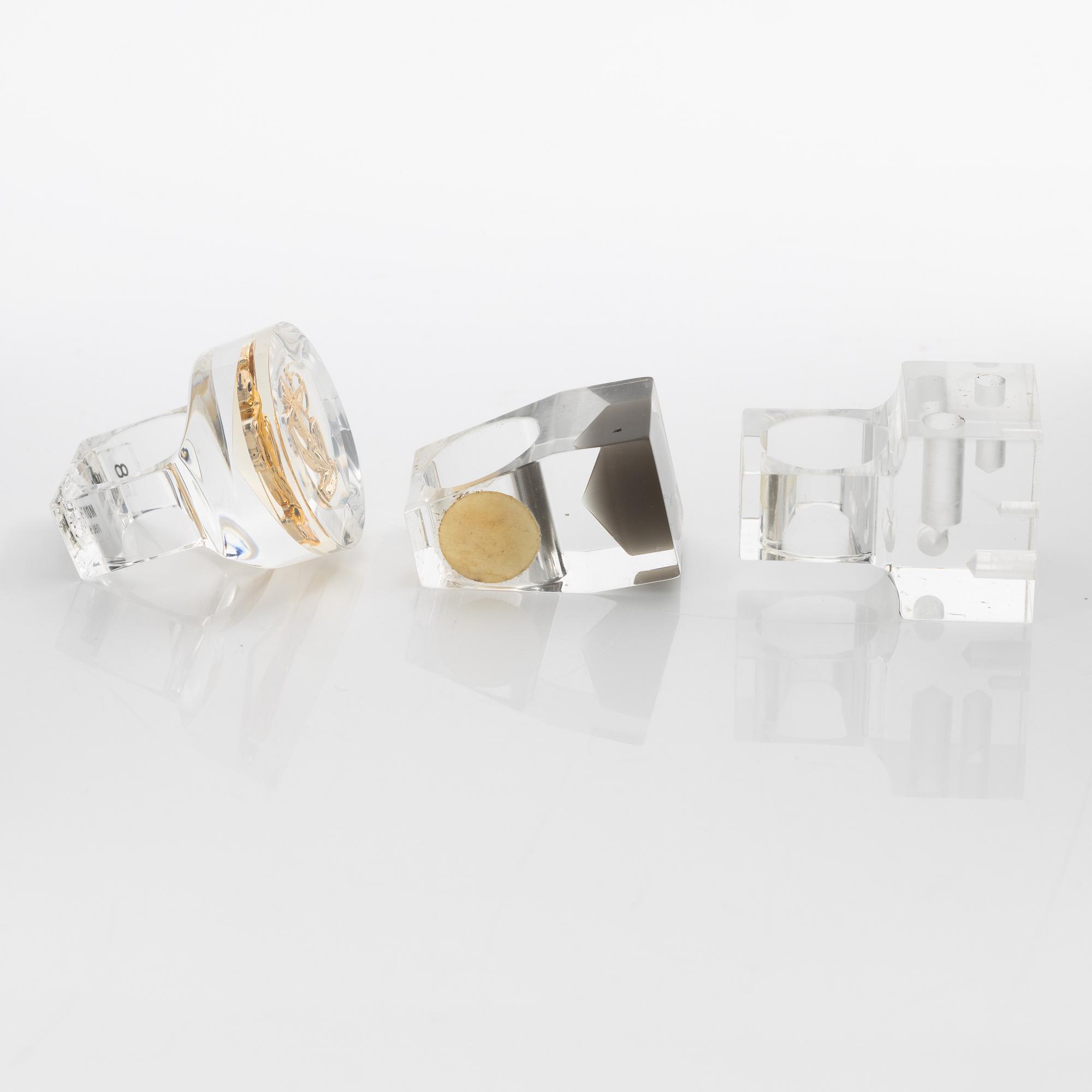 Siv Lagerström, three acrylic rings, 1970s.